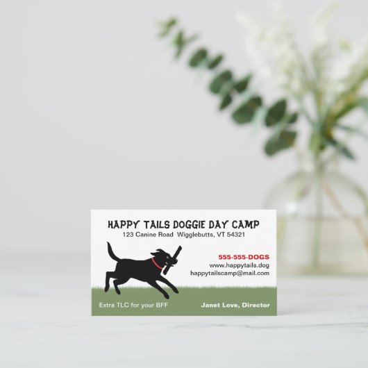 Weergave zwart labrador | Dog Pet Care Visitekaartje (Staand voorkant)