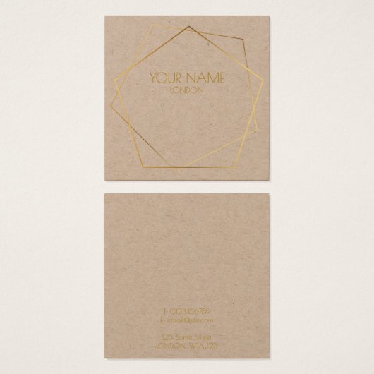 Weergavekaart voor geometrische gouden oorkonde vierkante visitekaartjes (Voorkant /achterkant)