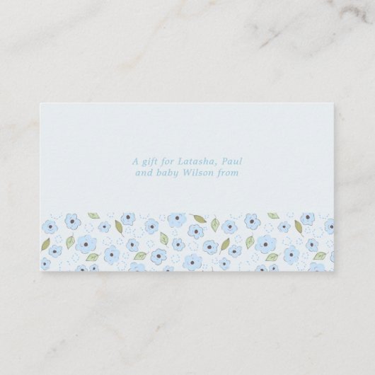 Weergaveschoon: geen omloopgedicht blauw ditsy ven informatiekaartje (Achterkant)