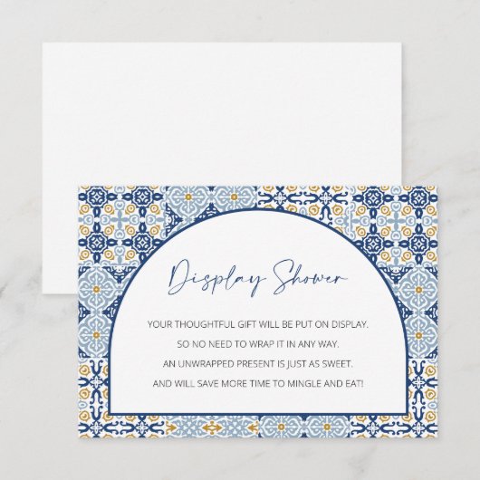 Weergaveschower, Capri-Baby shower, Italiaans them Informatiekaartje (Voorkant / Achterkant)