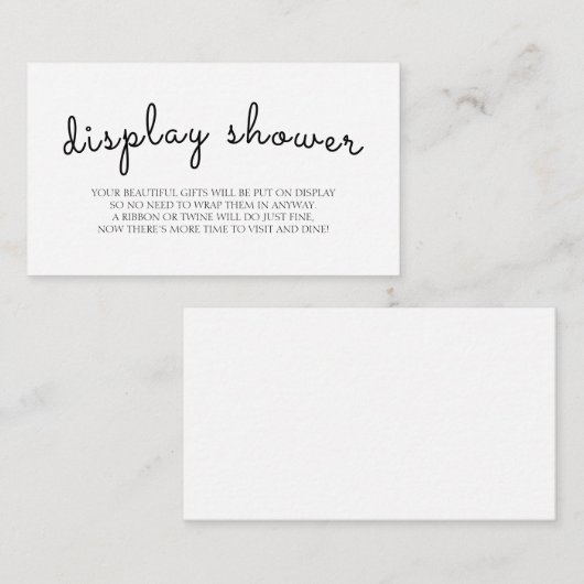 Weergaveschower: zwarte witte Baby shower behuizin Informatiekaartje (Voorkant / Achterkant)