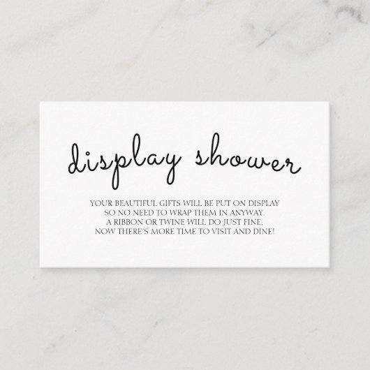 Weergaveschower: zwarte witte Baby shower behuizin Informatiekaartje (Voorkant)