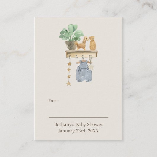 Weergaveslag Boho Nursery Gift Label Informatiekaartje (Achterkant)