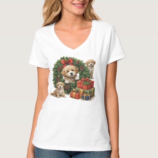 Weerhond Kerstmis T-shirt (Voorkant)