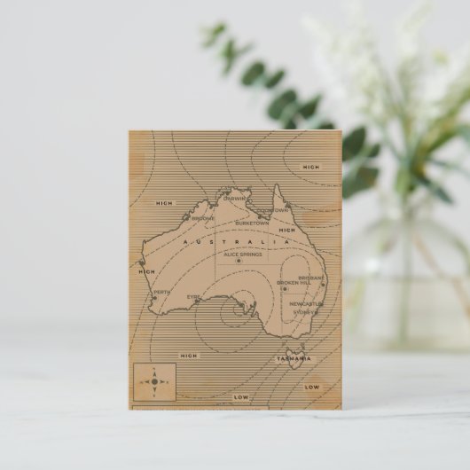  weerkaart van Australië Briefkaart (Staand voorkant)