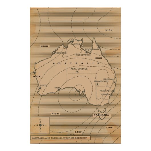 weerkaart van Australië Foto Afdruk (Voorkant)