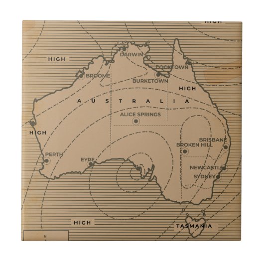 weerkaart van Australië Tegeltje (Voorkant)