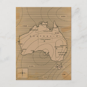  weerkaart van Australië Uitnodiging Briefkaart