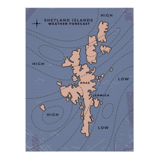 Weerkaart van de Shetlandeilanden Perfect Poster (Voorkant)