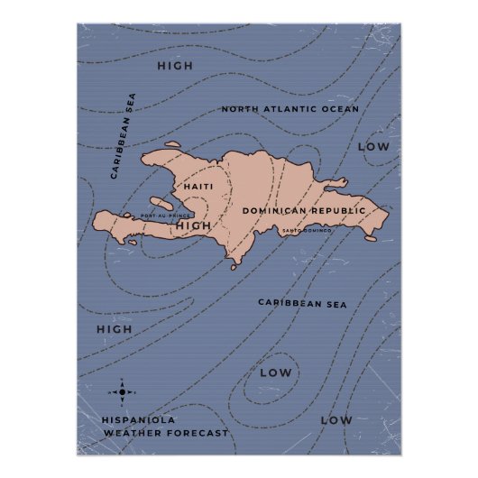 Weerkaart van Hispaniola Perfect Poster (Voorkant)