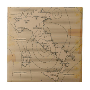  weerkaart van Italië, Scilly en Sardinië Tegeltje