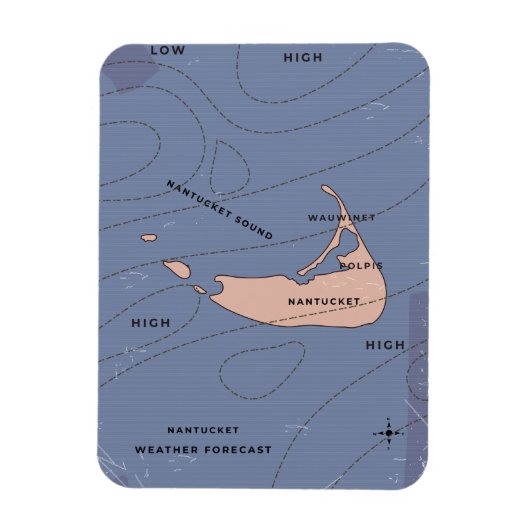 Weerkaart van Nantucket USA Magneet (Verticaal)