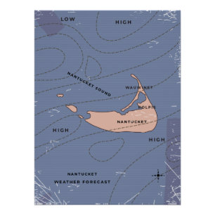 Weerkaart van Nantucket USA Perfect Poster