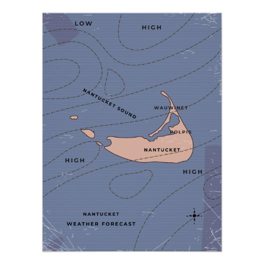 Weerkaart van Nantucket USA Perfect Poster (Voorkant)