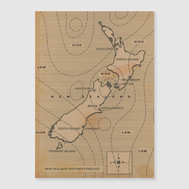  weerkaart van Nieuw-Zeeland (Voorkant)