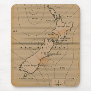  weerkaart van Nieuw-Zeeland Muismat