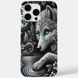 Weerkaatsend Maanlicht Wolf Kunstwerk iPhone 16 Pro Max Hoesje
