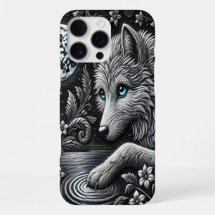 Weerkaatsend Maanlicht Wolf Kunstwerk iPhone 16 Pro Max Hoesje