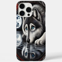 Weerkaatsend ontwerp met witte wolf