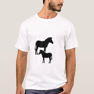 Weerkaatsing Paarden Silhouet met Schaduw Laagjes T-shirt