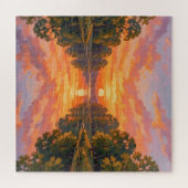 Weerkaatsing van een levendige zonsondergang in de legpuzzel (Horizontaal)