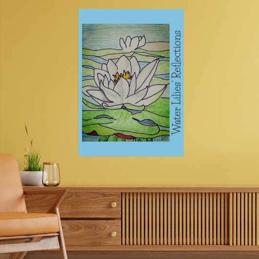 Weerkaatsing waterlelies poster (Woonkamer 2)