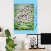 Weerkaatsing waterlelies poster (Thuiskantoor)