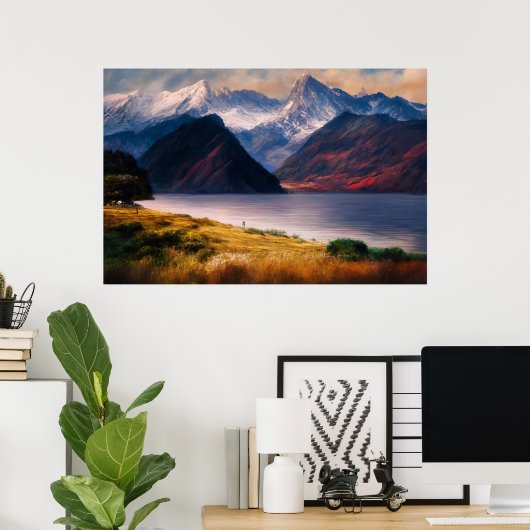 Weerkaatsingen van Zonsondergang Poster (Thuiskantoor)