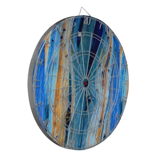 weerkaatste blauwe schuur dartbord (Voorkant Links)