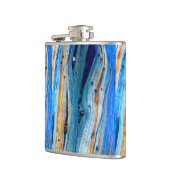 weerkaatste blauwe schuur heupfles (Links)