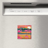 Weerspiegelde Roze Flamingo's Magneet (Insitu (Vaatwasser))