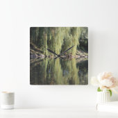 Weerspiegelde wilde bomen in de rivier vierkante klok (Huis)