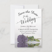 Weerspiegeling van Paars Roos Romantic Wedding Save The Date (Voorkant)