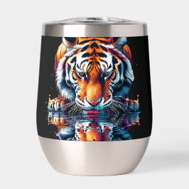 Weerspiegeling van tijger die water drinkt