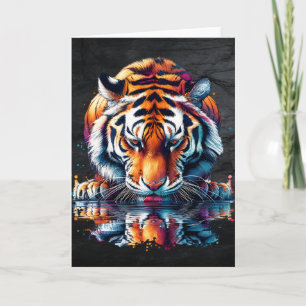 Weerspiegeling van tijger die water drinkt  kaart
