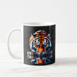 Weerspiegeling van tijger die water drinkt koffiemok