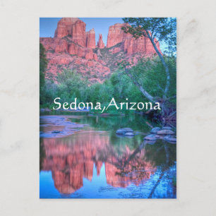 Weerspiegelingen van Cathedral rock Sedona, Arizon Briefkaart