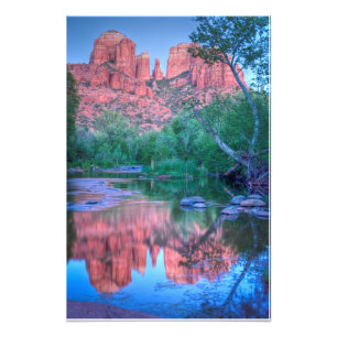 Weerspiegelingen van Cathedral rock Sedona,Arizona Foto Afdruk