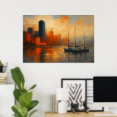 Weerspiegelingen van Ember Bay stadsgezicht Poster (Thuiskantoor)