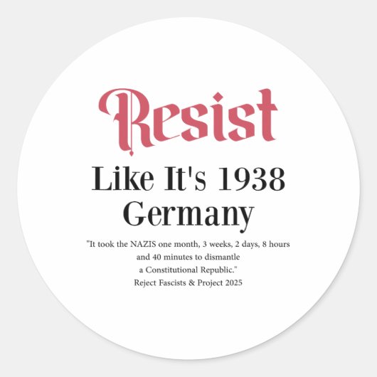 Weersta alsof het 1938 Duitsland 2 is Ronde Sticker (Voorkant)