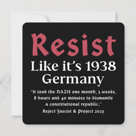 Weersta alsof het Duitsland van 1938 is Kaart (Voorkant)