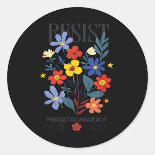 Weersta Bescherm Democratie Bloemen Anti-Trump 864 Ronde Sticker