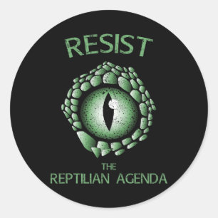 Weersta de complottheorie van de reptielenagenda ronde sticker