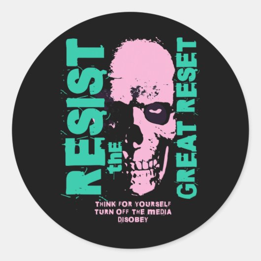 Weersta de Great Reset Anti Globylist Ronde Sticker (Voorkant)