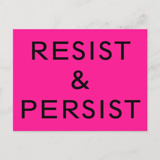 Weersta en volhoud gedurfde tekst op hot pink briefkaart (Voorkant)