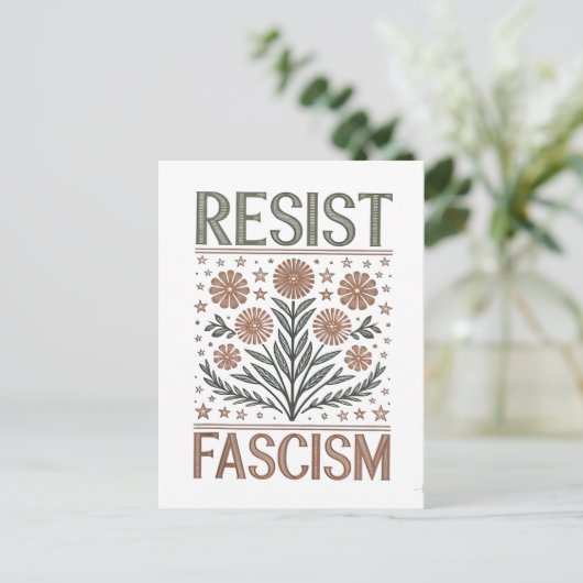 Weersta fascisme Bloemen Transgender LGBTQ Anti-Tr Feestdagenkaart (Staand voorkant)