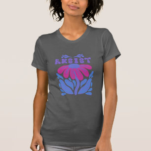 Weersta Floral Design Paarse op grijs T-shirt