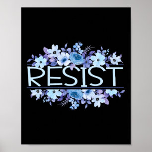 Weersta Florale Bloemen Blauwe Anti Trump Poster