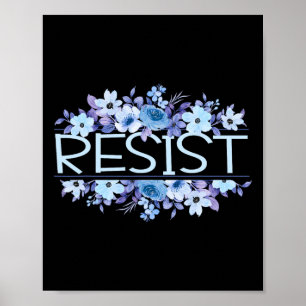 Weersta Florale Bloemen Blauwe Anti Trump Poster