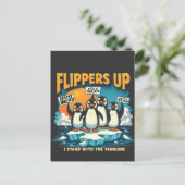 Weersta ik met pinguïns feestdagenkaart (Staand voorkant)